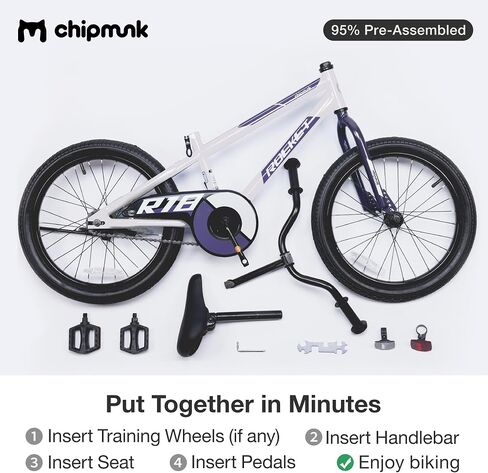 Chipmunk Kids Bike Bike Toddlers 12 14 16 18 18 Inch Wheel Bicycle Beys Boys Girls Ages 3-11 Year in Kuwait