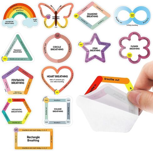 Teling 65 Pieces Anxiety Sensory Stickers Sensory Strips Set Stress Relief Stickers Anxiety Sensory Strips Breathing Sensory Adhesive for Adults Teens Anxiety Relief Toy (Cute) in Kuwait