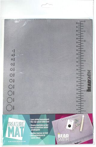 The Beadsmith Non-Slip Treasure Mat - 11 x 14 inches, Non-Slip Rubber Base with Soft Padded Surface, Laser Printed Measurements in inches and Centimeters, Clear Bag Hangable Put Up in Saudi Arabia