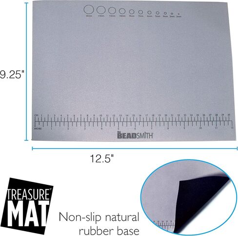 The Beadsmith Non-Slip Treasure Mat - 11 x 14 inches, Non-Slip Rubber Base with Soft Padded Surface, Laser Printed Measurements in inches and Centimeters, Clear Bag Hangable Put Up in Saudi Arabia