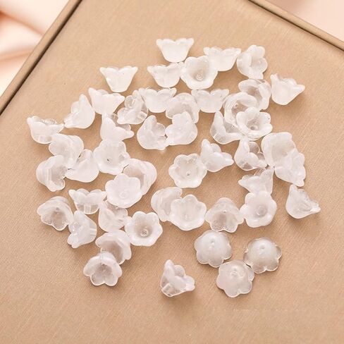 100pcs حبات زهرة الزجاج الزجاجي التشيكي للمجوهرات التي تصنع أغطية بيضاء سحر الجرس البيضاء من الخرز الجمالي للأسوار أقراط DIY in Kuwait
