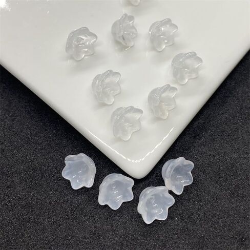 100pcs حبات زهرة الزجاج الزجاجي التشيكي للمجوهرات التي تصنع أغطية بيضاء سحر الجرس البيضاء من الخرز الجمالي للأسوار أقراط DIY in Kuwait