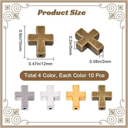 SOFPLATE 1 Box 40pcs Silver Cross Beads Bulk Metal Cross Bead Small Alloy Tibetan Style Loose Spacer Crosses Center Bead Bulk for Jewelry Making Beading Kits Supplies Necklace Bracelets Decoration in Saudi Arabia