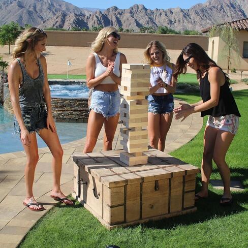 GoSports Toppling Tower - Giant Wooden Stacking Game - Stacks Up to 5 ft - Brown Wood Stain, Gray, Natural, Stars & Stripes, or Tropical Hardwood in Saudi Arabia