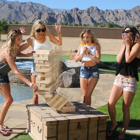 GoSports Toppling Tower - Giant Wooden Stacking Game - Stacks Up to 5 ft - Brown Wood Stain, Gray, Natural, Stars & Stripes, or Tropical Hardwood in Saudi Arabia