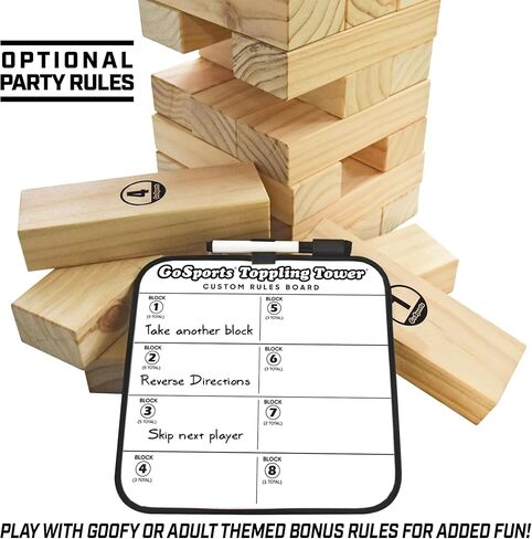 GoSports Toppling Tower - Giant Wooden Stacking Game - Stacks Up to 5 ft - Brown Wood Stain, Gray, Natural, Stars & Stripes, or Tropical Hardwood in Saudi Arabia