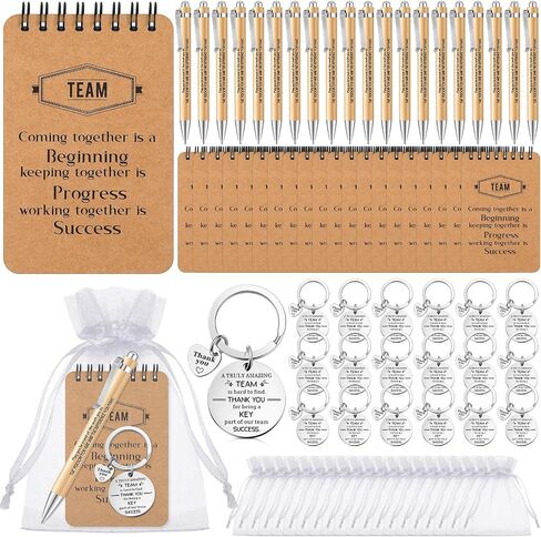 Fulmoon 80 Pcs Employee Appreciation Gifts Set Include Notepad Pen Thank You Keychain Organza Bag, Going Away Retirement Birthday Christmas Team Gift for Member Coworker Staff(Brown) in Kuwait