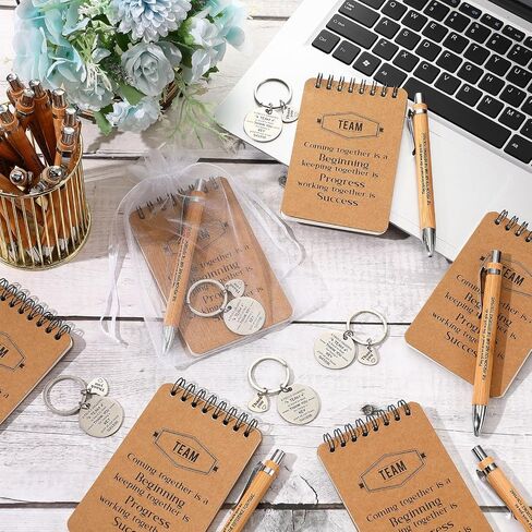 Fulmoon 80 Pcs Employee Appreciation Gifts Set Include Notepad Pen Thank You Keychain Organza Bag, Going Away Retirement Birthday Christmas Team Gift for Member Coworker Staff(Brown) in Kuwait