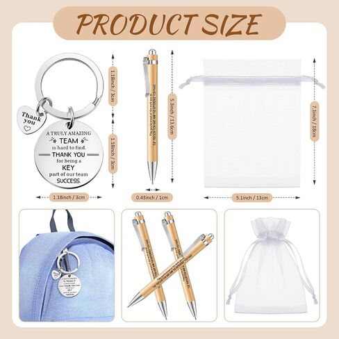Fulmoon 80 Pcs Employee Appreciation Gifts Set Include Notepad Pen Thank You Keychain Organza Bag, Going Away Retirement Birthday Christmas Team Gift for Member Coworker Staff(Brown) in Kuwait