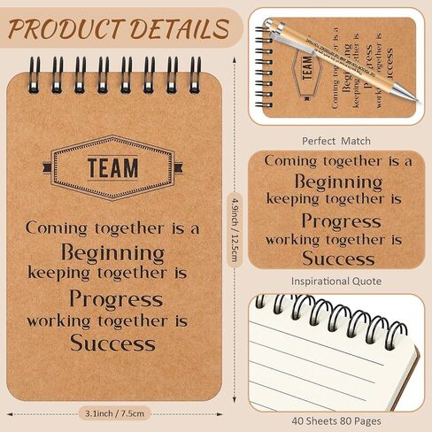 Fulmoon 80 Pcs Employee Appreciation Gifts Set Include Notepad Pen Thank You Keychain Organza Bag, Going Away Retirement Birthday Christmas Team Gift for Member Coworker Staff(Brown) in Kuwait