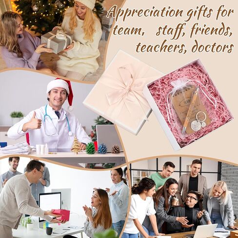 Fulmoon 80 Pcs Employee Appreciation Gifts Set Include Notepad Pen Thank You Keychain Organza Bag, Going Away Retirement Birthday Christmas Team Gift for Member Coworker Staff(Brown) in Kuwait