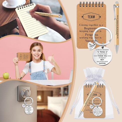 Fulmoon 80 Pcs Employee Appreciation Gifts Set Include Notepad Pen Thank You Keychain Organza Bag, Going Away Retirement Birthday Christmas Team Gift for Member Coworker Staff(Brown) in Kuwait