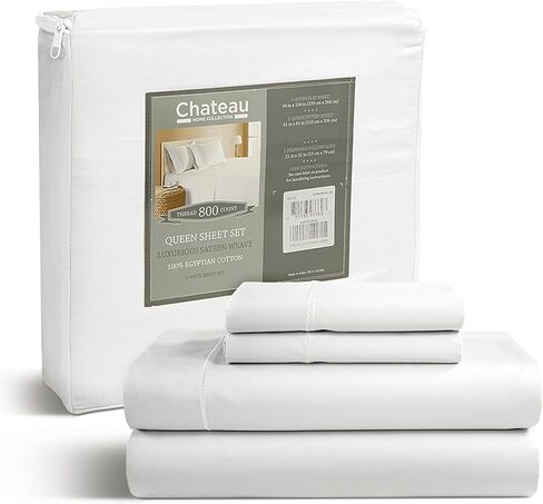 Chateau Home Collection King Size Sheets, Dark Denim, 800 Thread Count Sateen Weave 100% Egyptian Cotton, Deep Pocket in Saudi Arabia