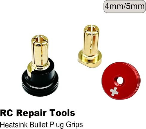 2PCS Bullet Plug Connectors with Brass Heatsink Grips - 4mm/5mm Aluminum RC Battery Bullet Plug for RC Model Crawler Cars lectric ScrewdriverUpgrade Parts (5mm) in Saudi Arabia