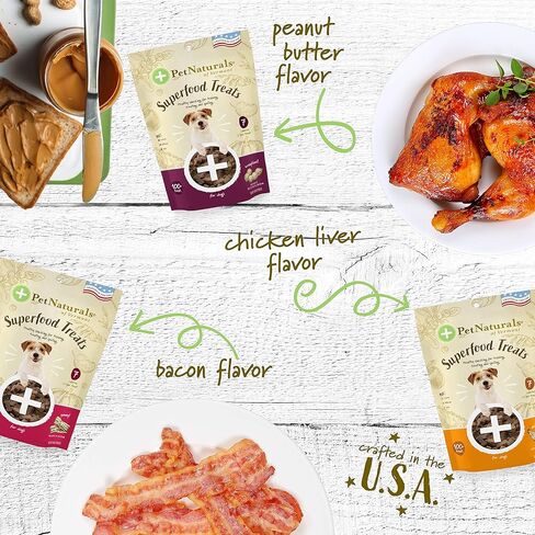 يعامل كلب Pet Naturals Superfood مع التوت الأزرق واللفت - لا الذرة ، القمح أو المكونات الاصطناعية - نكهة لحم الخنزير المقدد ، 100 مضغ (حزمة 1) in Kuwait