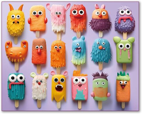 100 Piece Donuts Jigsaw Puzzle for Kids Teens Age 4-8 Gift Family Time Unique Shapes Cute Monsters Puzzle (Popsicle Monsters) in Saudi Arabia