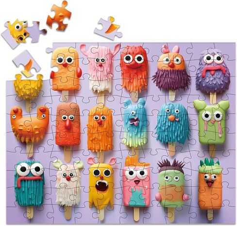 100 Piece Donuts Jigsaw Puzzle for Kids Teens Age 4-8 Gift Family Time Unique Shapes Cute Monsters Puzzle (Popsicle Monsters) in Saudi Arabia