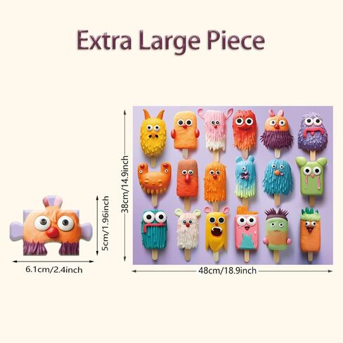 100 Piece Donuts Jigsaw Puzzle for Kids Teens Age 4-8 Gift Family Time Unique Shapes Cute Monsters Puzzle (Popsicle Monsters) in Saudi Arabia