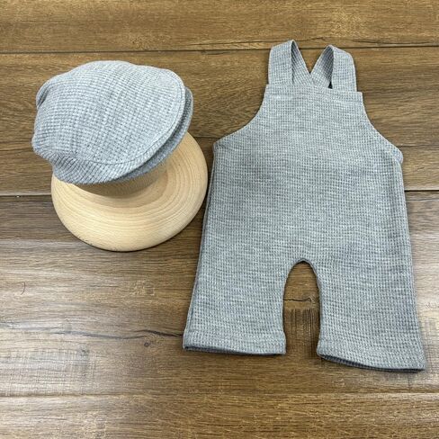 Newborn Boy Photography Props - 2-Piece Baby Boy Photography Oufit, Dungarees with Flat Cap for PhotoShoot in Saudi Arabia