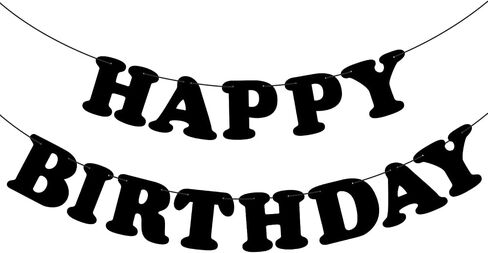 Black Happy Birthday Banner Birthday Party Decorations Birthday Sign Birthday Backdrop Party Supplies Happy Birthday Bunting Banner for Kids Adults in Kuwait