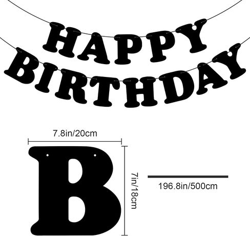 Black Happy Birthday Banner Birthday Party Decorations Birthday Sign Birthday Backdrop Party Supplies Happy Birthday Bunting Banner for Kids Adults in Kuwait