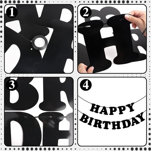 Black Happy Birthday Banner Birthday Party Decorations Birthday Sign Birthday Backdrop Party Supplies Happy Birthday Bunting Banner for Kids Adults in Kuwait