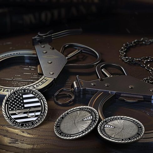 10Pcs Thin Gray Line Coin, Correctional Officer Silver Challenge Coins Honor Correctional Officers Gray Prison Police Coin Law Enforcement Appreciation Gifts in Kuwait