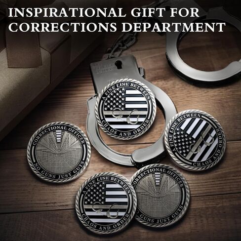 10Pcs Thin Gray Line Coin, Correctional Officer Silver Challenge Coins Honor Correctional Officers Gray Prison Police Coin Law Enforcement Appreciation Gifts in Kuwait