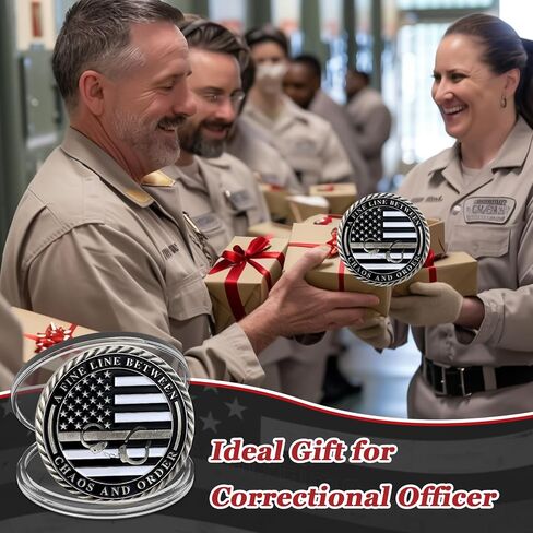10Pcs Thin Gray Line Coin, Correctional Officer Silver Challenge Coins Honor Correctional Officers Gray Prison Police Coin Law Enforcement Appreciation Gifts in Kuwait