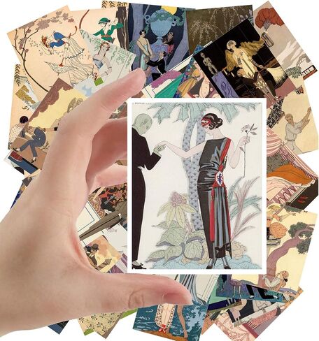 Large Stickers (24 pcs 2.5"x3.5") Vintage Fashion Vintage Magazine Illustration (Fashion Dress Sketch) in Saudi Arabia