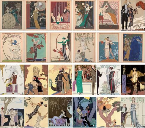 Large Stickers (24 pcs 2.5"x3.5") Vintage Fashion Vintage Magazine Illustration (Fashion Dress Sketch) in Saudi Arabia