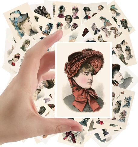 Large Stickers (24 pcs 2.5"x3.5") Vintage Fashion Vintage Magazine Illustration (Fashion Dress Sketch) in Saudi Arabia