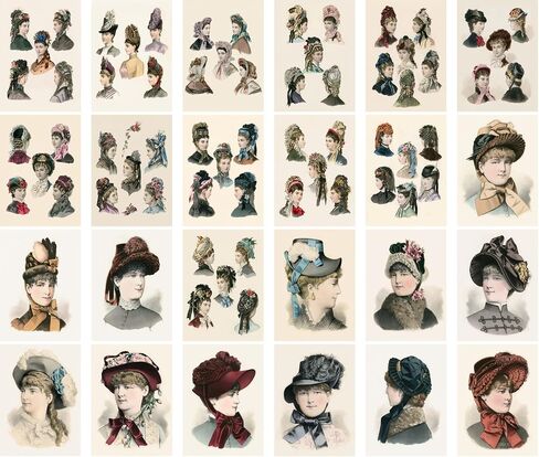 Large Stickers (24 pcs 2.5"x3.5") Vintage Fashion Vintage Magazine Illustration (Fashion Dress Sketch) in Saudi Arabia