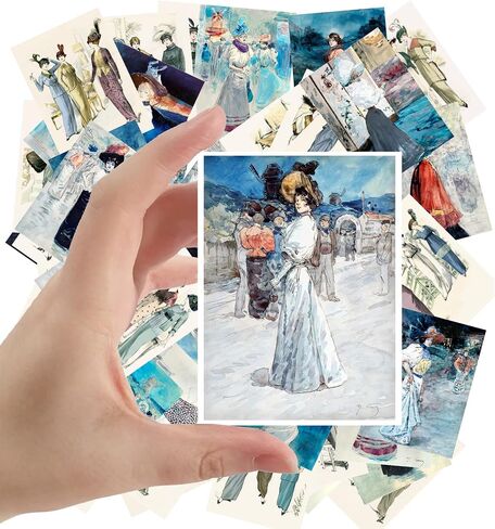 Large Stickers (24 pcs 2.5"x3.5") Vintage Fashion Vintage Magazine Illustration (Fashion Dress Sketch) in Saudi Arabia
