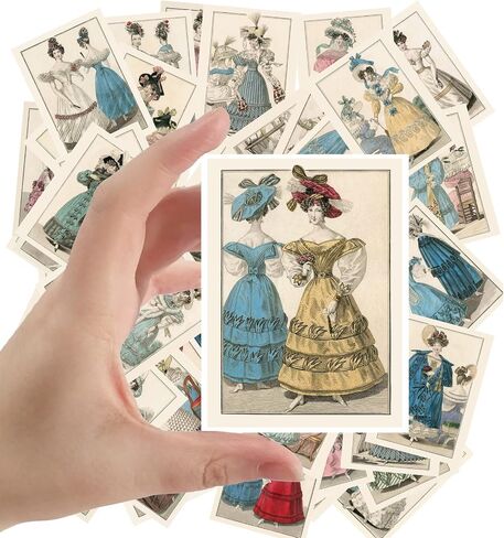 Large Stickers (24 pcs 2.5"x3.5") Vintage Fashion Vintage Magazine Illustration (Fashion Dress Sketch) in Saudi Arabia