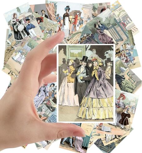 Large Stickers (24 pcs 2.5"x3.5") Vintage Fashion Vintage Magazine Illustration (Fashion Dress Sketch) in Saudi Arabia