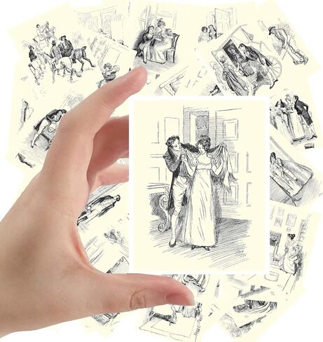 Large Stickers (24 pcs 2.5"x3.5") Vintage Fashion Vintage Magazine Illustration (Fashion Dress Sketch) in Saudi Arabia