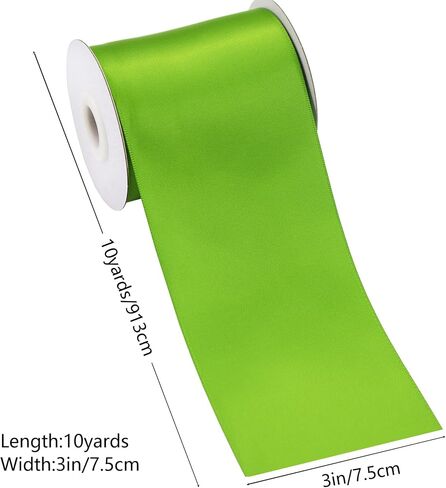 Solid Color Satin Ribbon 3 inch x 10 Yards Roll Kiwi Double Faced Satin Ribbon for Gift Wrapping Crafts Wedding Decoration, Wedding Invitation Card, Birthday Party Decoration in Saudi Arabia