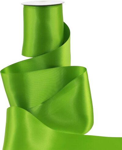 Solid Color Satin Ribbon 3 inch x 10 Yards Roll Kiwi Double Faced Satin Ribbon for Gift Wrapping Crafts Wedding Decoration, Wedding Invitation Card, Birthday Party Decoration in Saudi Arabia