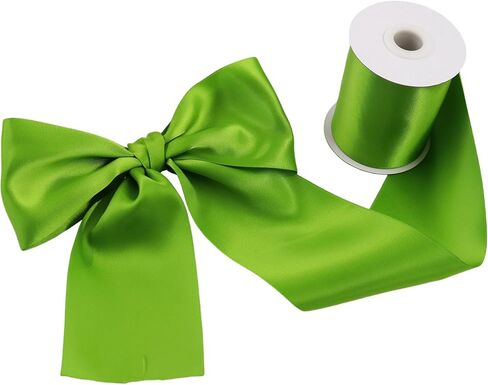 Solid Color Satin Ribbon 3 inch x 10 Yards Roll Kiwi Double Faced Satin Ribbon for Gift Wrapping Crafts Wedding Decoration, Wedding Invitation Card, Birthday Party Decoration in Saudi Arabia