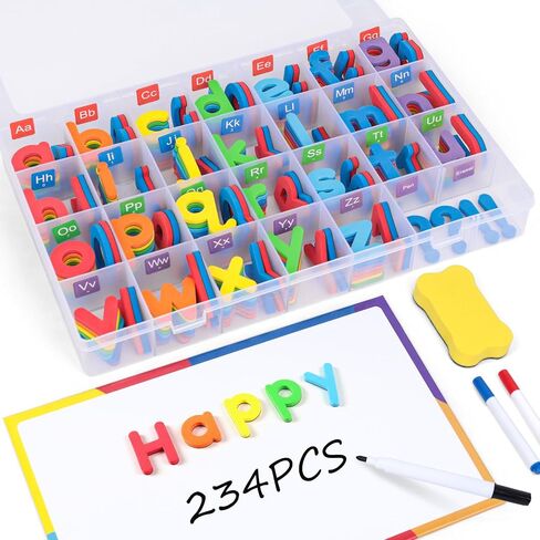 LOVESTOWN Magnetic Alphabet Letters Set, 234 Pieces, Double-Sided Board with Storage Box, Educational Learning Kit for Toddlers in Saudi Arabia
