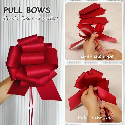 Pull Bows, Red Bows for Gift Wrapping, Gift Bows, Gift Wrap Bows, Gift Wrapping Pull Bow for Wedding Birthday Anniversary Christmas Party Decoration, 5PCS in Saudi Arabia