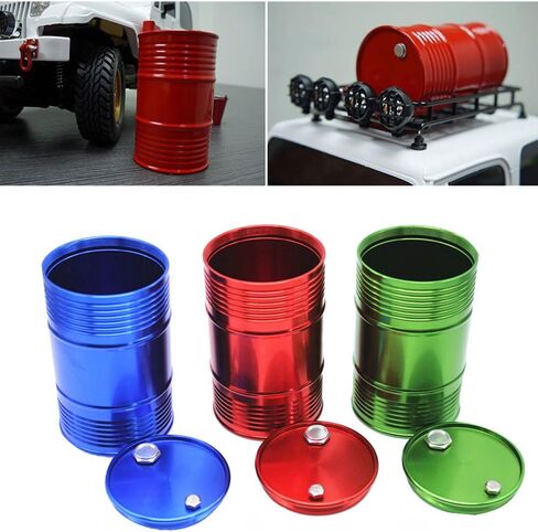 Metal 96mm/3.8in Oil Drum Fuel Tank Container for 1/10 D90 SCX10 Rock Crawler RC Car Decor Parts (Green) in Kuwait