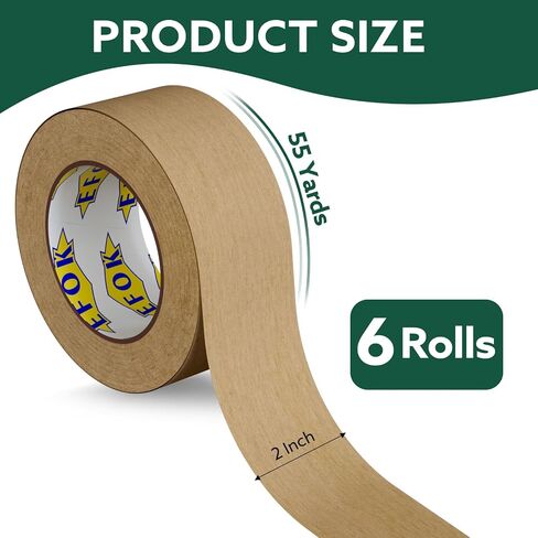 Brown Packing Tape 2 Inch Wide, Kraft Paper Brown Tape Gummed Tape for Packing Boxes, Cardboard Shipping Moving, 2 Rolls x 2 Inches X 55 Yards in Saudi Arabia