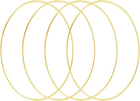 HOHIYA 6 Pcs 14 Inch Metal Floral Hoop Large Gold for Macrame Craft Wreath Rings Dream Catcher Wall Hanging 4mm Wire Taiwan Made in Saudi Arabia