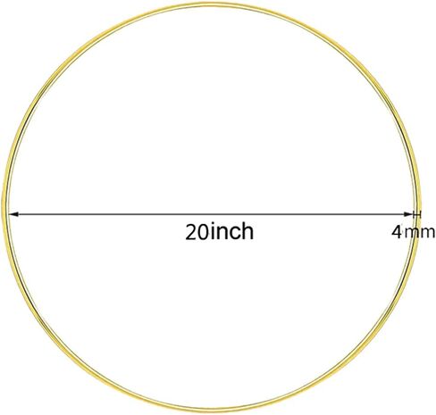 HOHIYA 6 Pcs 14 Inch Metal Floral Hoop Large Gold for Macrame Craft Wreath Rings Dream Catcher Wall Hanging 4mm Wire Taiwan Made in Saudi Arabia