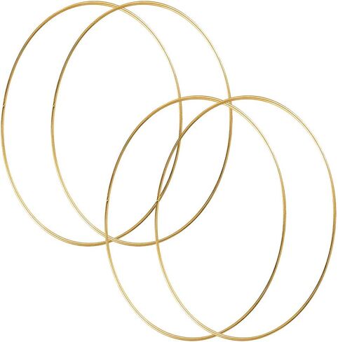 HOHIYA 6 Pcs 14 Inch Metal Floral Hoop Large Gold for Macrame Craft Wreath Rings Dream Catcher Wall Hanging 4mm Wire Taiwan Made in Saudi Arabia