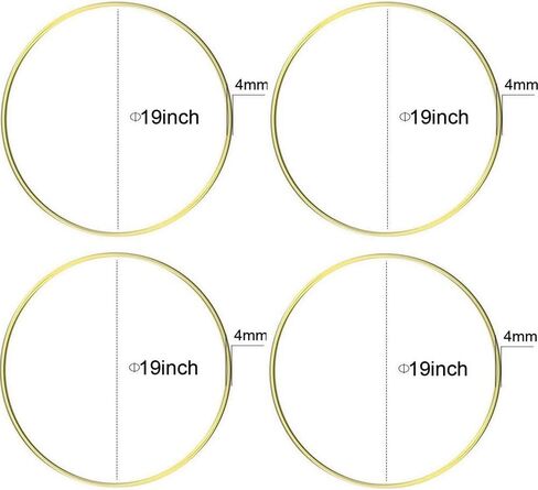 HOHIYA 6 Pcs 14 Inch Metal Floral Hoop Large Gold for Macrame Craft Wreath Rings Dream Catcher Wall Hanging 4mm Wire Taiwan Made in Saudi Arabia
