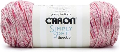 Caron Simple Soft Speckle Yarn - 3 حزمة مع بطاقات أنماط بالألوان (أحمر الشفاه) in Kuwait