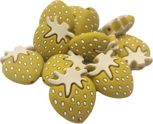 15pcs Red Silicone Strawberry Beads for Keychain Silicone Fruit Beads Loose Spacer Beads for Pen DIY Making Woman Lanyard Pendant Handmade Craft Beads in Saudi Arabia